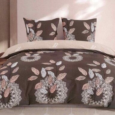 Deluxe kokvilnas gultas veļas komplekts ŠOKOLĀDES PĻAVA, 3 daļu, 200x220 cm