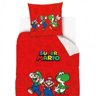 Divpusējs gultas veļas komplekts SUPER MARIO, 140x200 cm 1