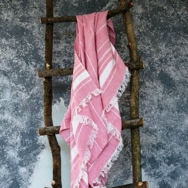 Viegls lina dvielis (rose), 110x200 cm