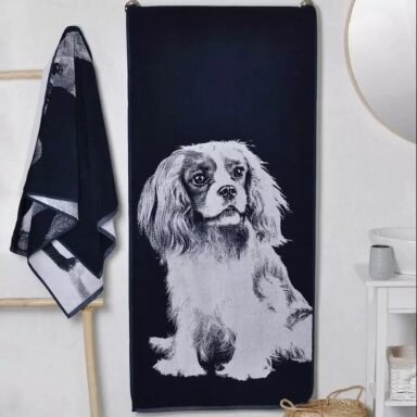 Kokvilnas dvielis KARAĻA ČĀRLZA SPANIELS, 67x150 cm