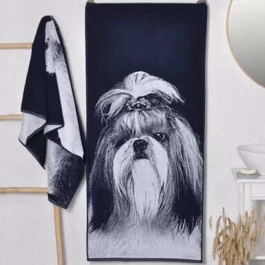 Kokvilnas dvielis SHIH TZU, 67x150 cm