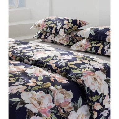 PREMIUM satīna gultas veļas komplekts HARMONY DARK BLUE