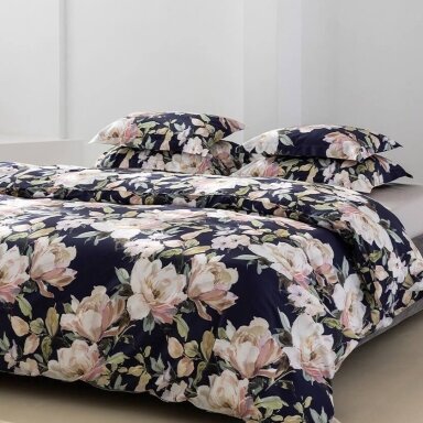 PREMIUM satīna gultas veļas komplekts HARMONY DARK BLUE