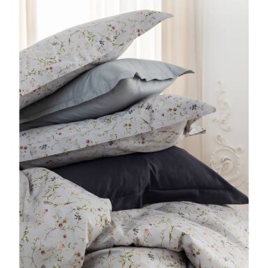 PREMIUM satīna gultas veļas komplekts HERBARY LIGHT GREY