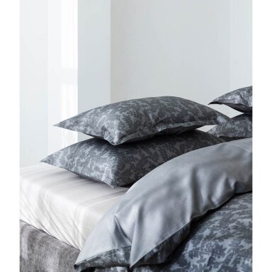 PREMIUM satīna gultas veļas komplekts JAGUARD GREY & STRIPE IN LINE GREY