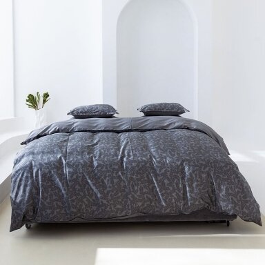 PREMIUM satīna gultas veļas komplekts JAGUARD GREY & STRIPE IN LINE GREY