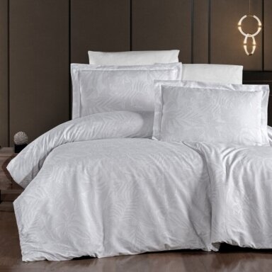PREMIUM satīna gultas veļas komplekts LUCAS WHITE, 6 daļu, 200x220 cm