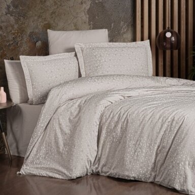 PREMIUM satīna gultas veļas komplekts MEGAN BEIGE, 6 daļu, 200x220 cm