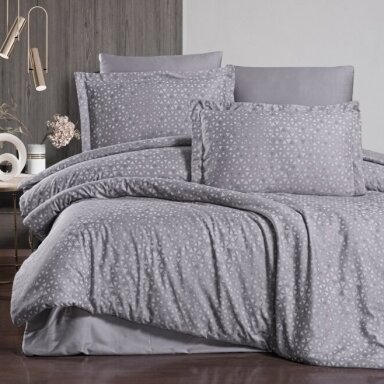 PREMIUM satīna gultas veļas komplekts MEGAN QUICK SILVER, 6 daļu, 200x220 cm