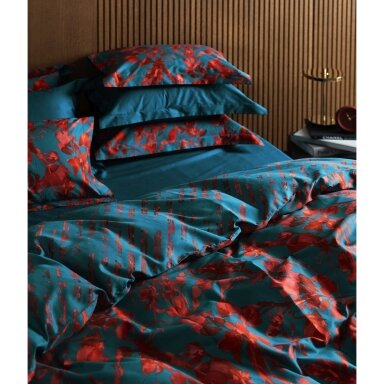 PREMIUM satīna gultas veļas komplekts RAINBOW BLUE & DIAGONAL BLUE