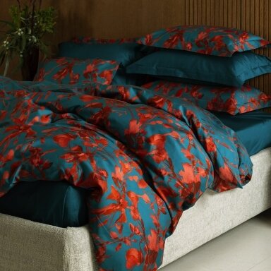 PREMIUM satīna gultas veļas komplekts RAINBOW BLUE & DIAGONAL BLUE