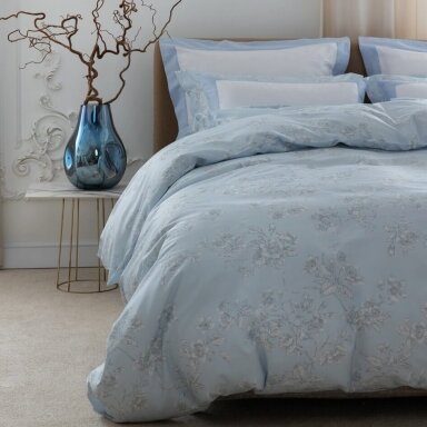 PREMIUM satīna gultas veļas komplekts EDEN LIGHT BLUE