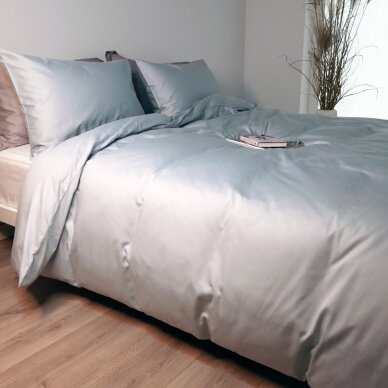 PREMIUM satīna gultas veļas komplekts ICE BLUE