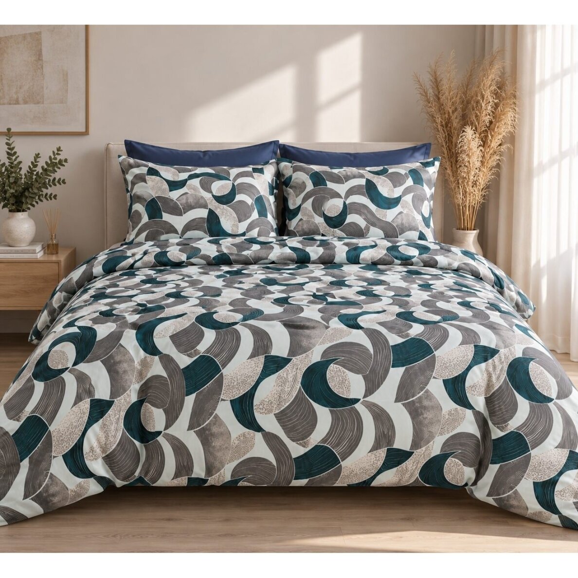 Satīna gultas veļas komplekts PIPARMĒTRU PAVEDIENS, 3 daļu, 200x220 cm 2 Satīna gultas veļas komplekts PIPARMĒTRU PAVEDIENS, 3 daļu, 200x220 cm 2