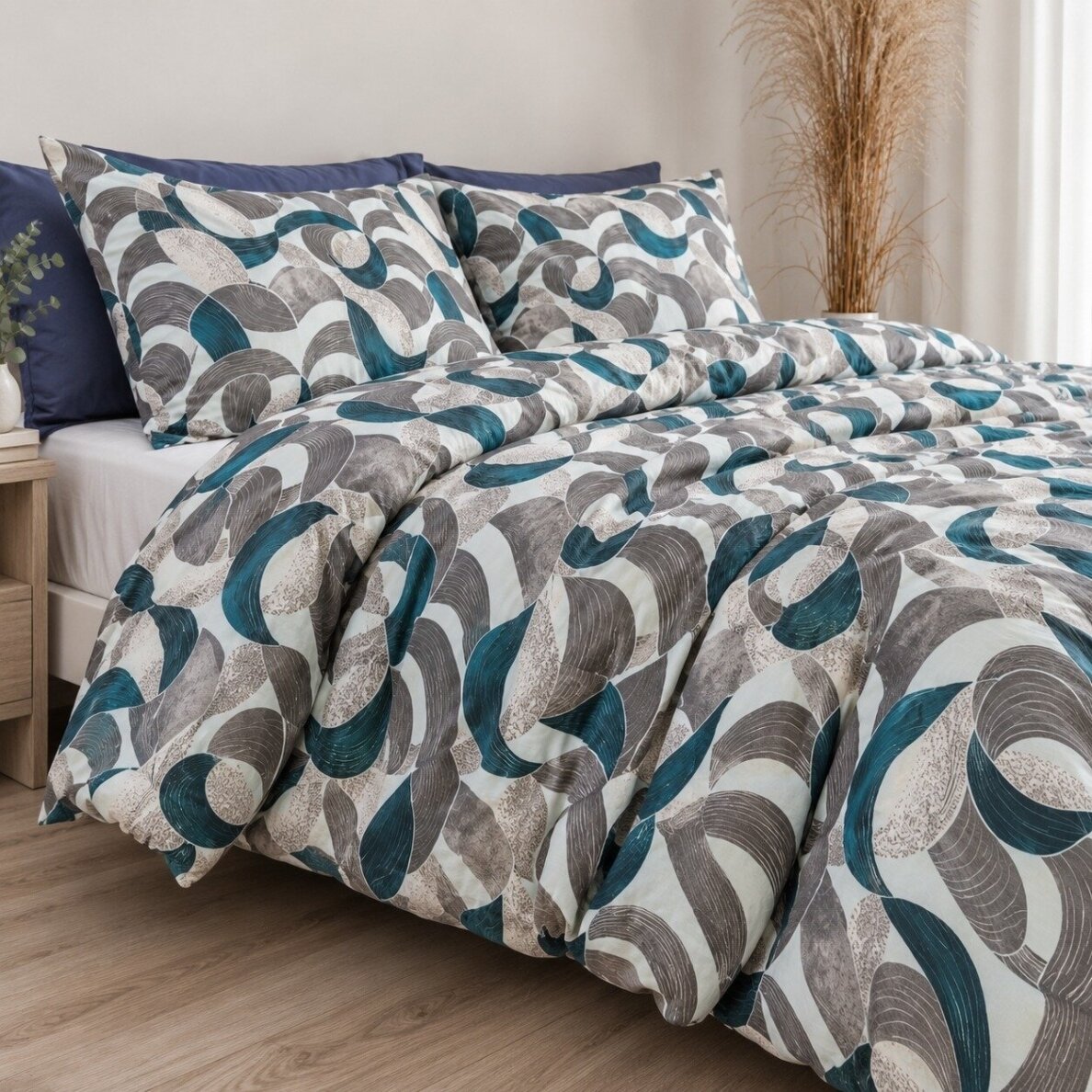 Satīna gultas veļas komplekts PIPARMĒTRU PAVEDIENS, 3 daļu, 200x220 cm Satīna gultas veļas komplekts PIPARMĒTRU PAVEDIENS, 3 daļu, 200x220 cm