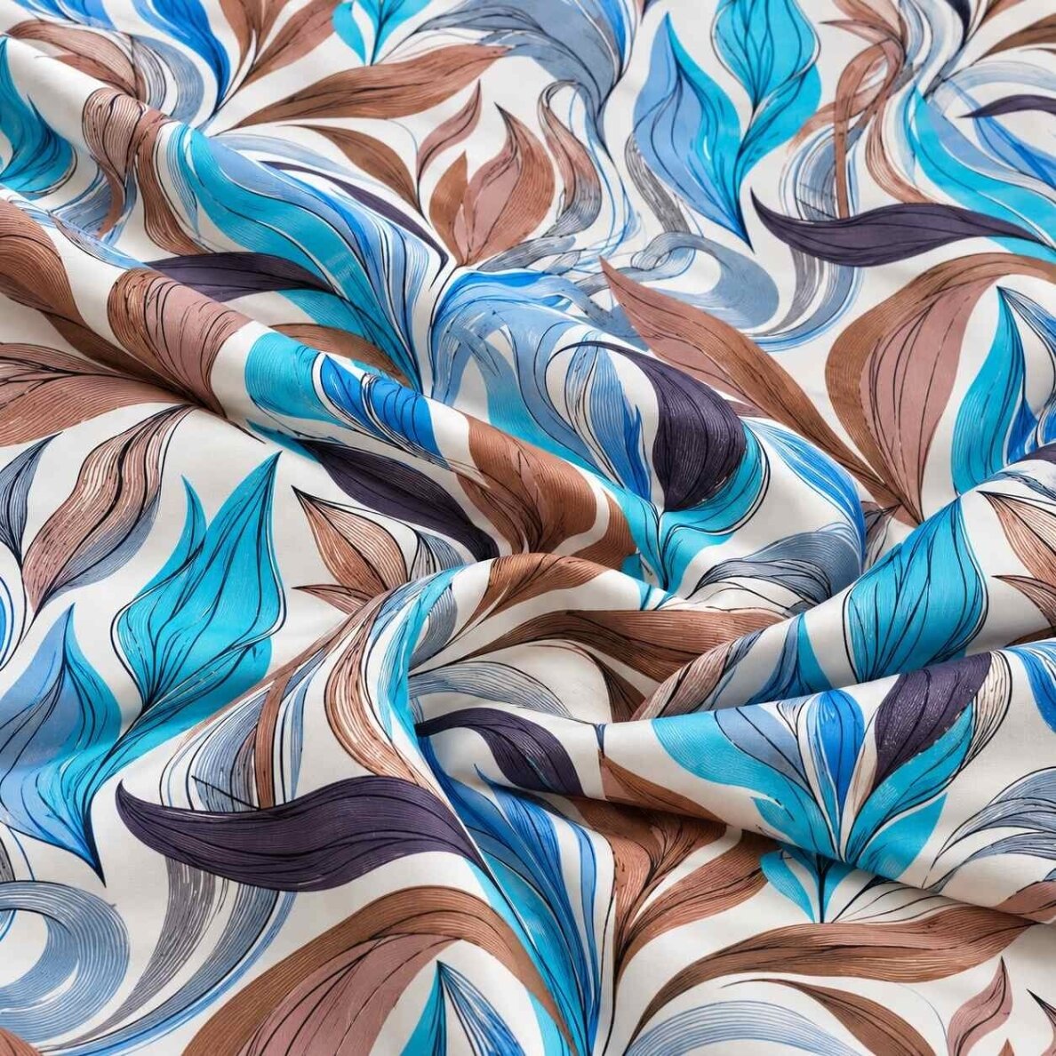 Satīna gultas veļas komplekts ZILIE RAKSTI, 3 daļu, 200x220 cm 2