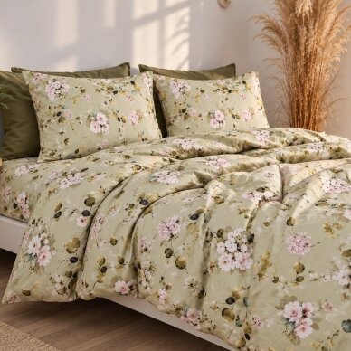 Satīna gultas veļas komplekts ZAĻAIS PĀRSTEIGUMS, 3 daļu, 200x220 cm Satīna gultas veļas komplekts ZAĻAIS PĀRSTEIGUMS, 3 daļu, 200x220 cm